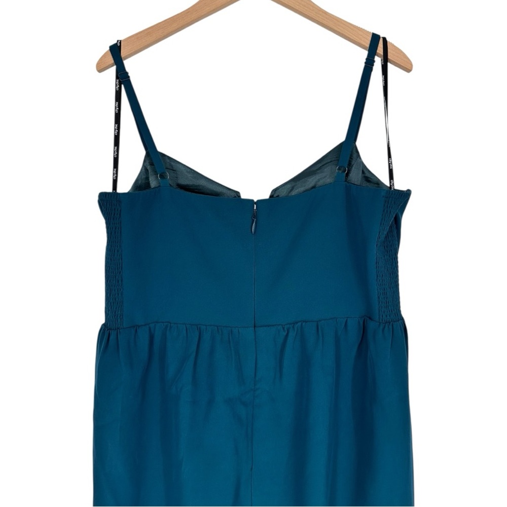 City Chic Sassy V Midi Dress in Emerald size S/16 Notch V Neck Adjustable Straps - Picture 7 of 14